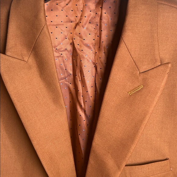 Men's Rust-Copper Single-Breasted Blazer - Picture 3 of 8
